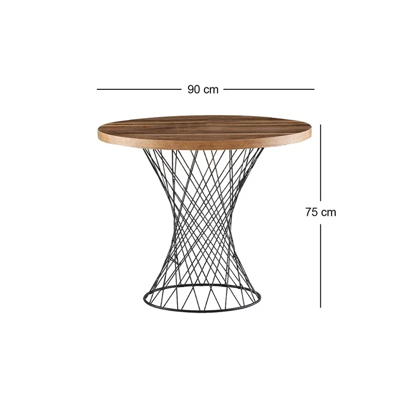 Masa de dining Pota, nuc negru, picioare metalice, 90x75 cm [2]