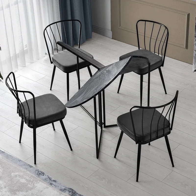 Masa de dining Yaprak, antracit, picioare metalice, 100x72 cm [2]