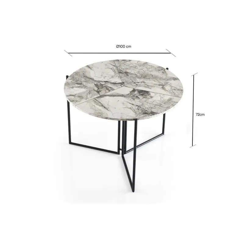 Masa de dining Yaprak, pin atlantic, picioare metalice, 100x72 cm [6]