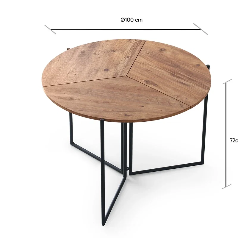Masa de dining Yaprak, pin atlantic, picioare metalice, 100x72 cm [3]