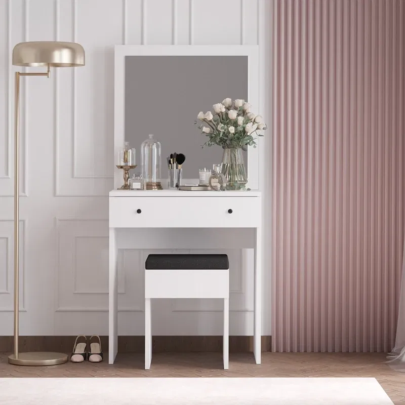 Masa de machiaj Felix, alba, 65 cm, oglinda inclusa, design elegant [2]