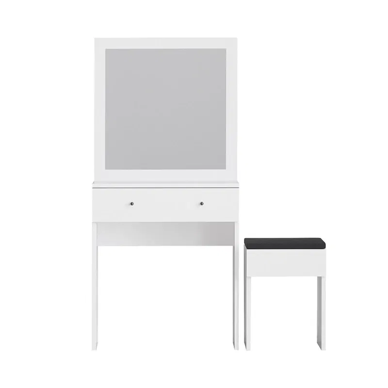 Masa de machiaj Felix, alba, 65 cm, oglinda inclusa, design elegant [7]