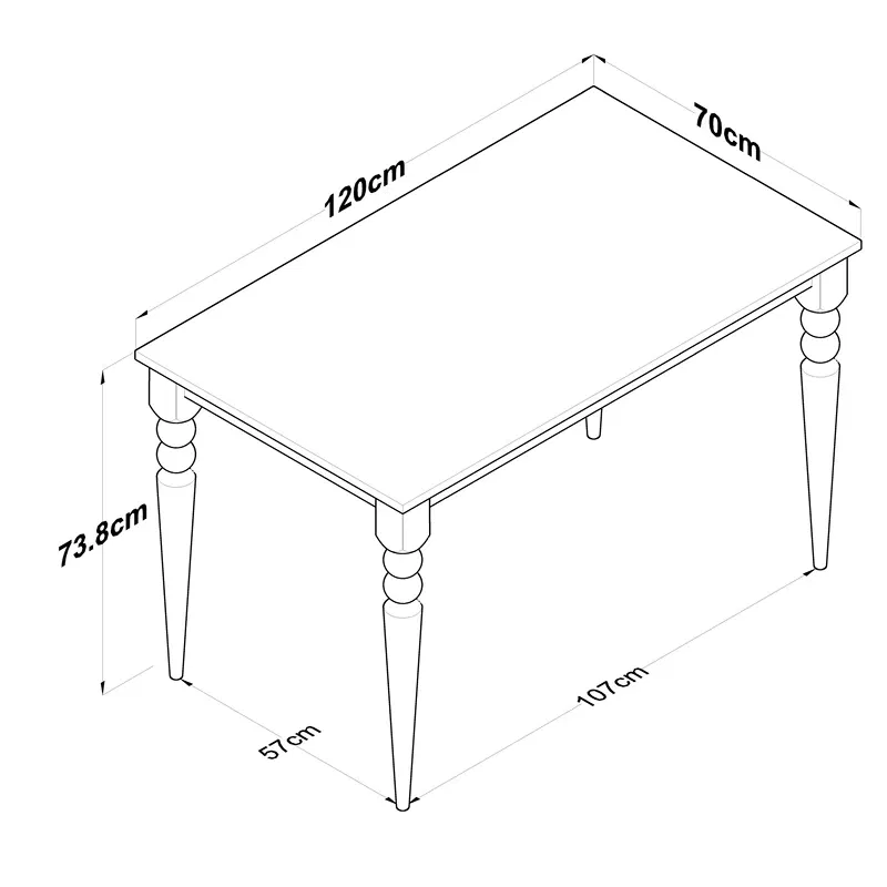 Masa dining lemn alb, design modern 120x73,8 cm [3]