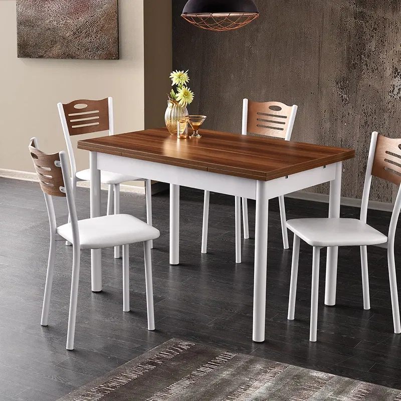 Masa extensibila Polo, nuc alb, picioare metalice, 110x75 cm [1]