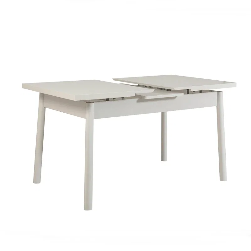 Masa extensibila Santiago, alba, cu picioare din lemn, 120-153 cm [2]