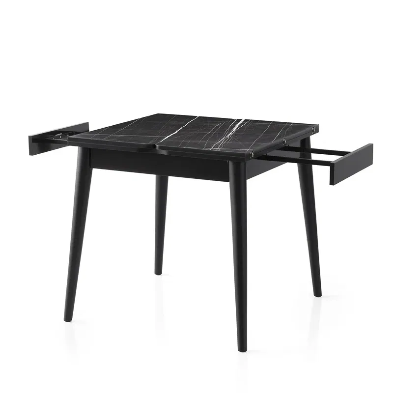Masa extensibila Totem marmura neagra, picioare metalice, 80x75 cm [13]