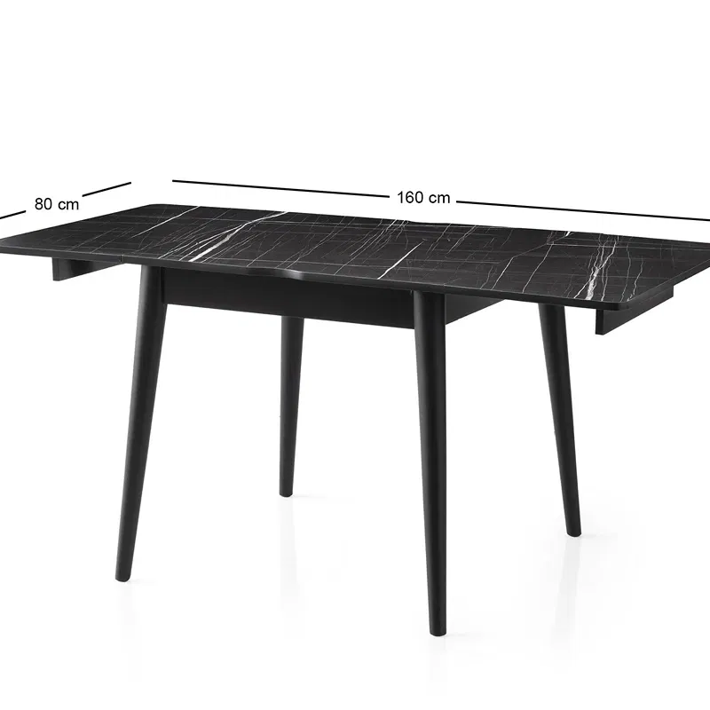 Masa extensibila Totem marmura neagra, picioare metalice, 80x75 cm [16]