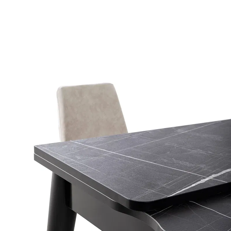 Masa extensibila Totem marmura neagra, picioare metalice, 80x75 cm [9]