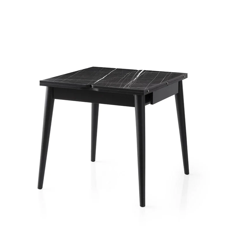 Masa extensibila Totem marmura neagra, picioare metalice, 80x75 cm [11]