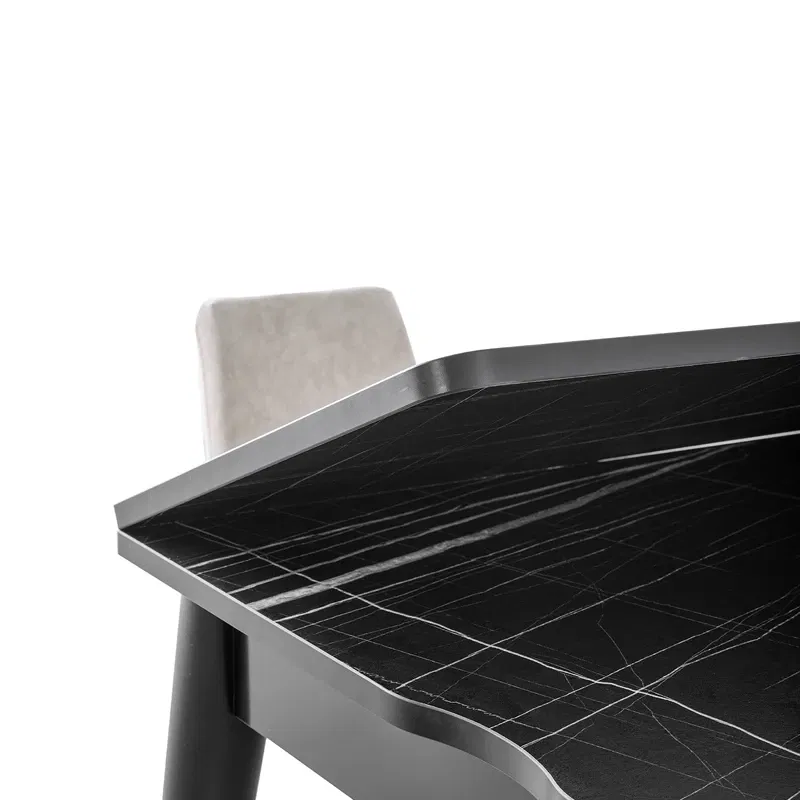 Masa extensibila Totem marmura neagra, picioare metalice, 80x75 cm [5]