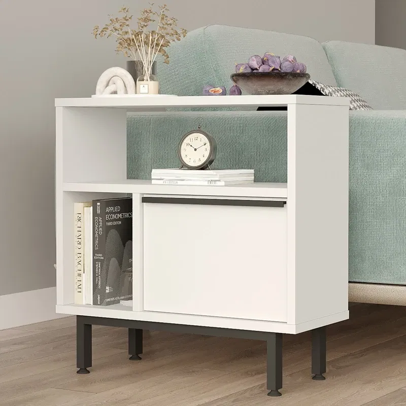 Masa laterala alba cu picioare metalice 60x60 cm [6]