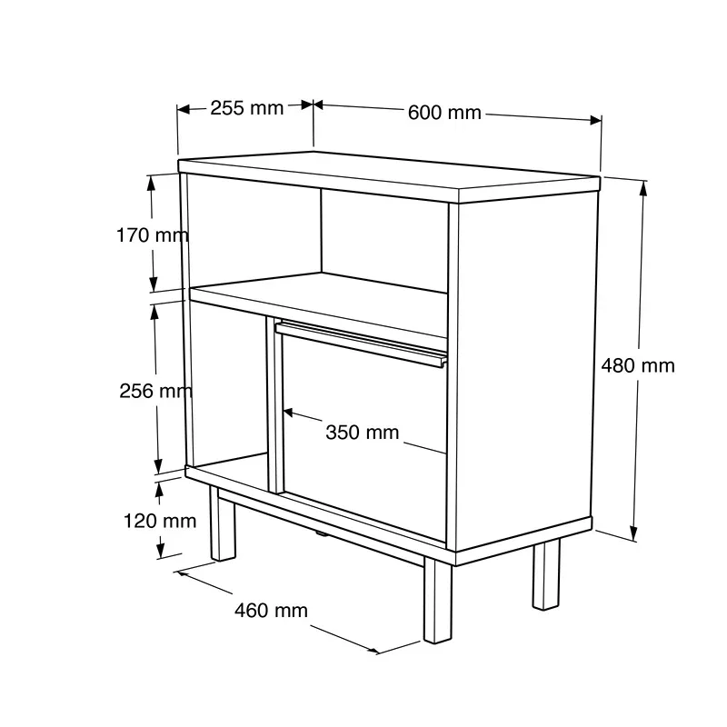 Masa laterala nuc stejar cu picioare metalice 60x60 cm [4]