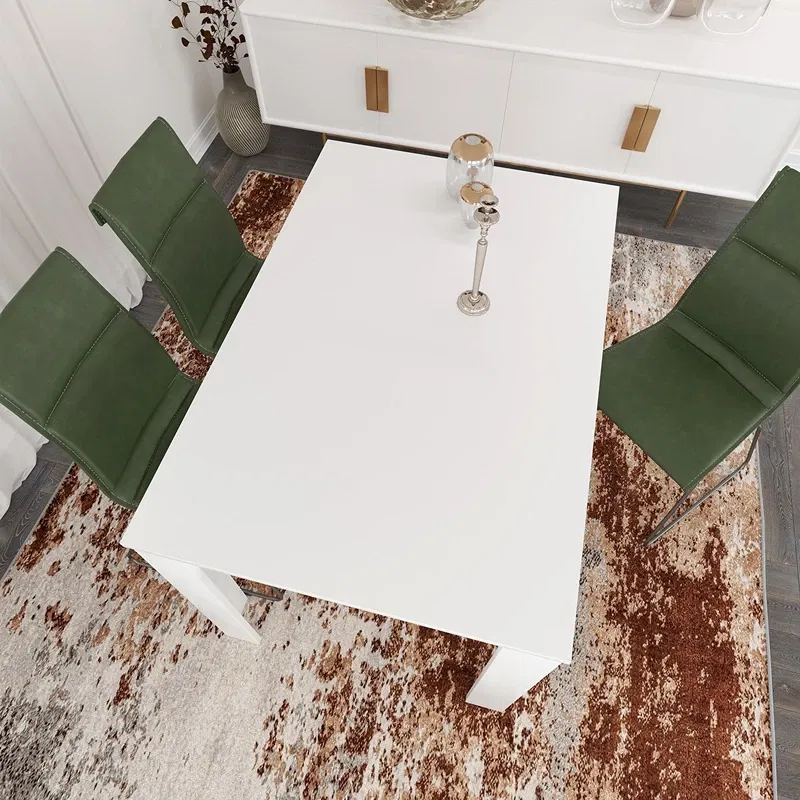 Masa Single 120, alb lucios, 120 cm, design elegant pentru dining [3]