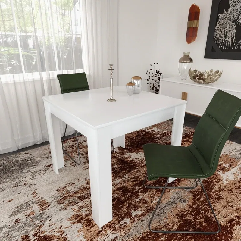 Masa Single 90, alb lucios, 90 cm, design modern pentru dining [1]