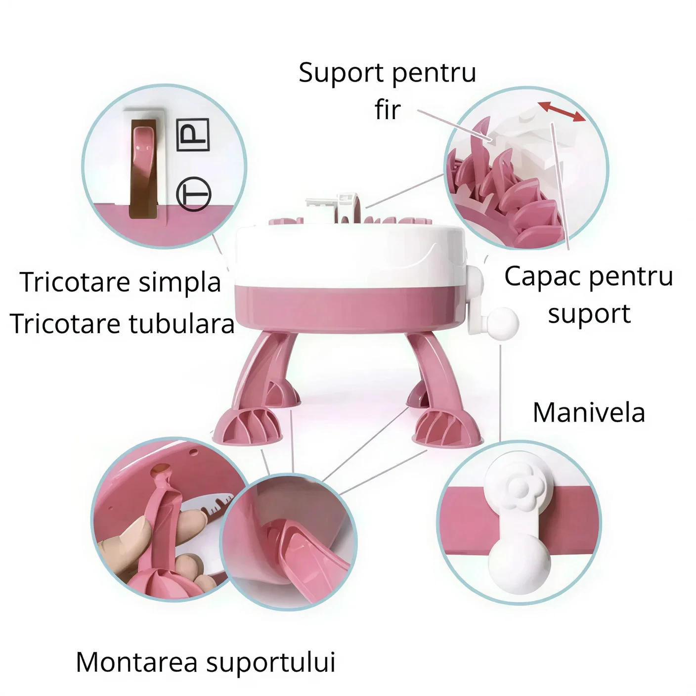 Masina de tricotat DIY, manuala, cu ace si fire incluse [11]