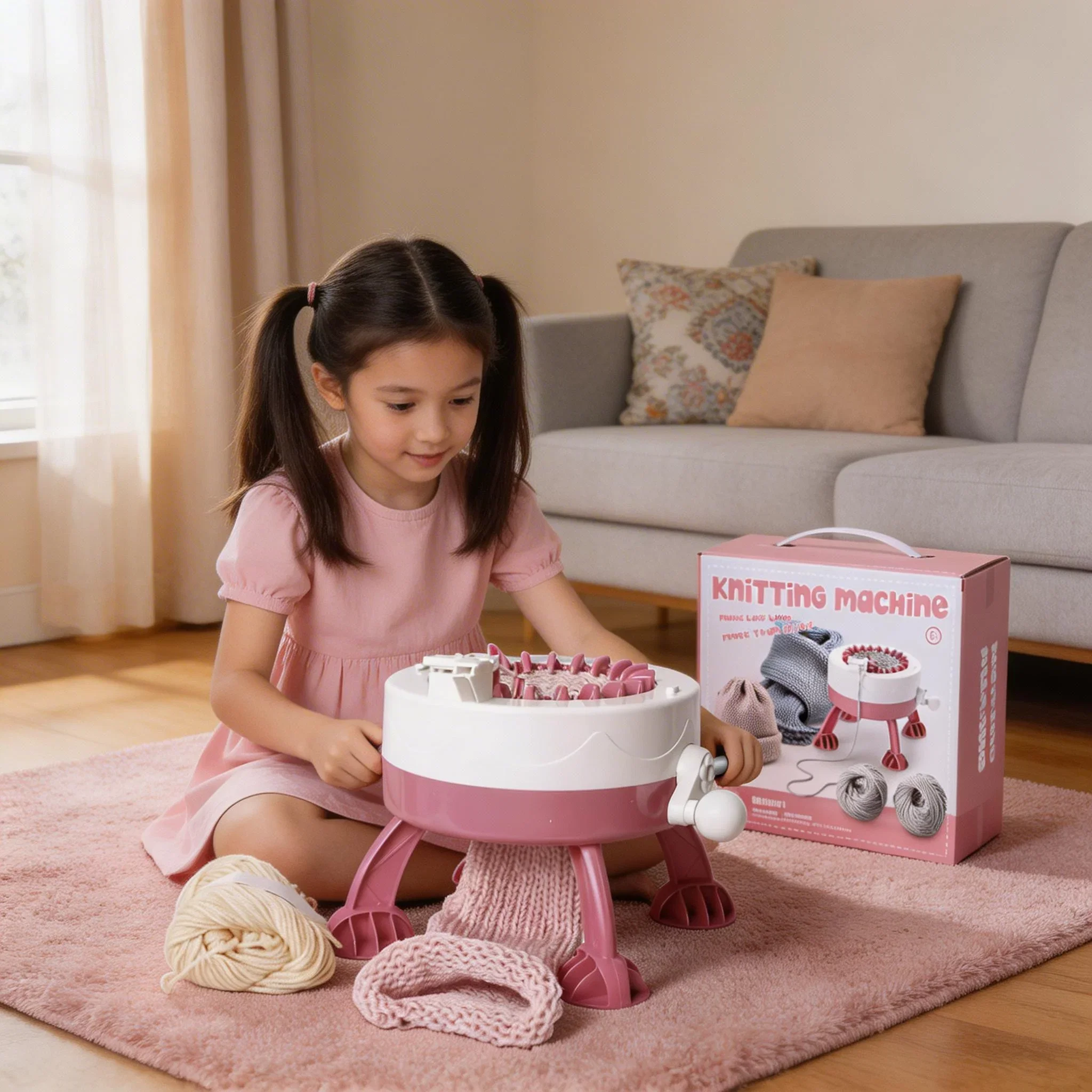 Masina de tricotat DIY, manuala, cu ace si fire incluse [2]