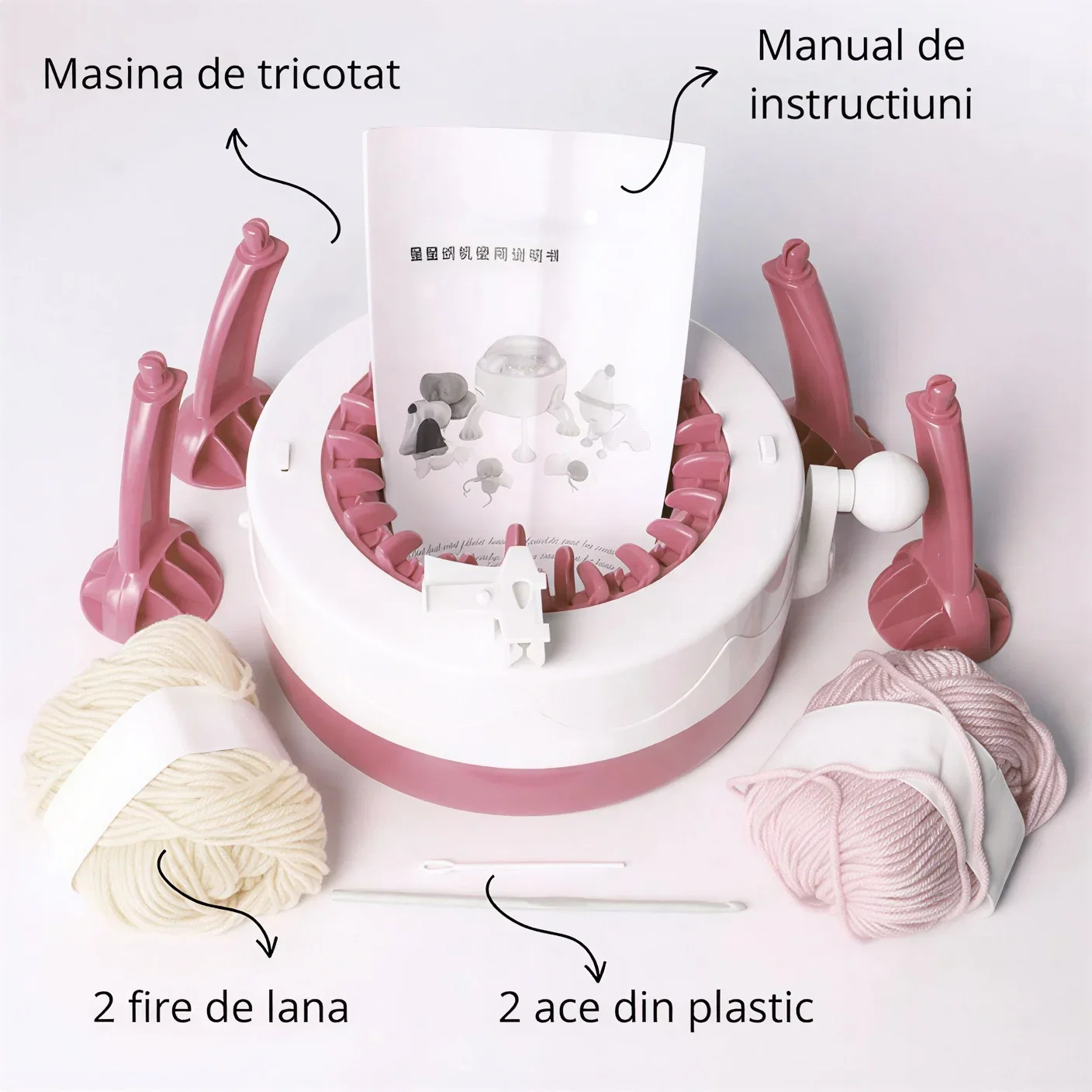 Masina de tricotat DIY, manuala, cu ace si fire incluse [9]