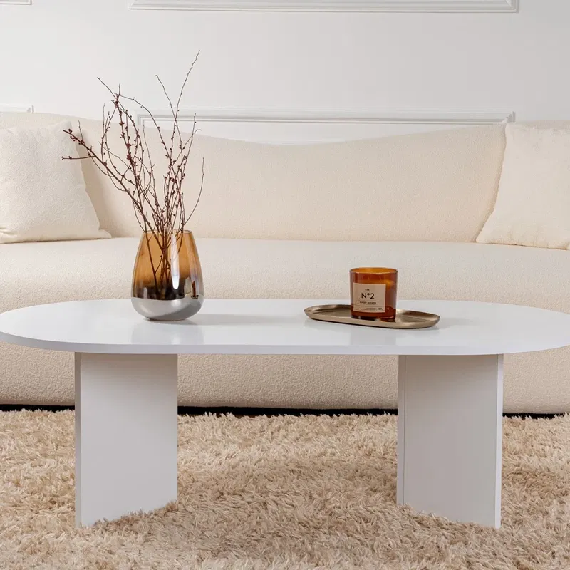 Masuta cafea alba eleganta si functionala Sable 119x39.8 cm [8]