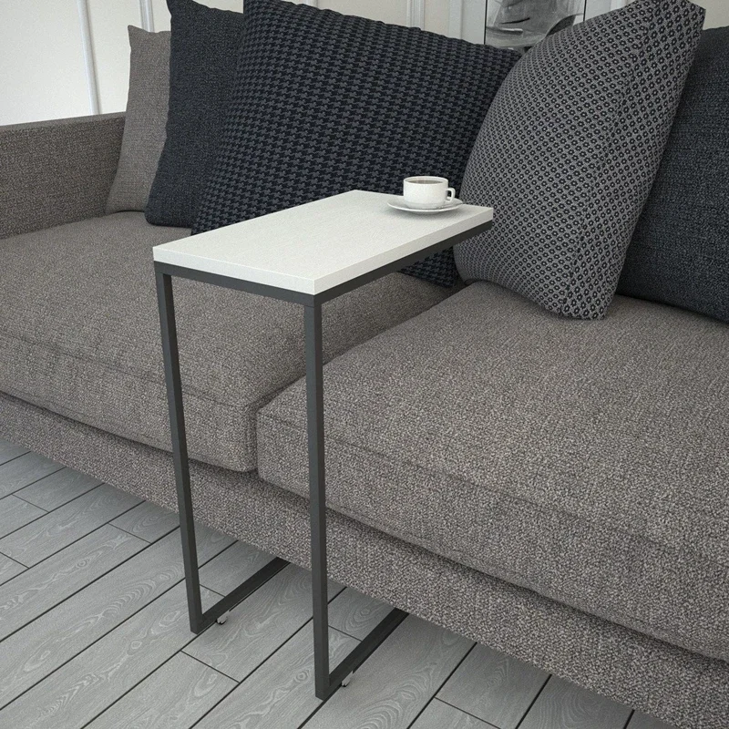 Masuta Callen, alb, 46 cm, picioare metalice cu roti, stil modern [2]