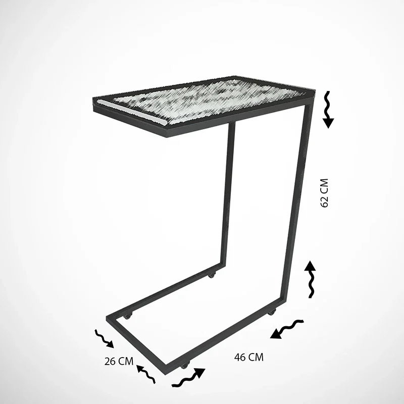 Masuta Callen, alb, 46 cm, picioare metalice cu roti, stil modern [5]