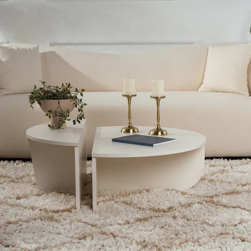 Masuta de cafea Orion alb lemn, design modern, spatiu generos [4]