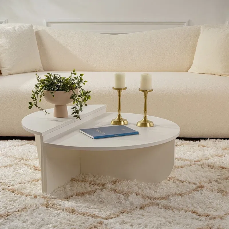 Masuta de cafea Orion alb lemn, design modern, spatiu generos [2]