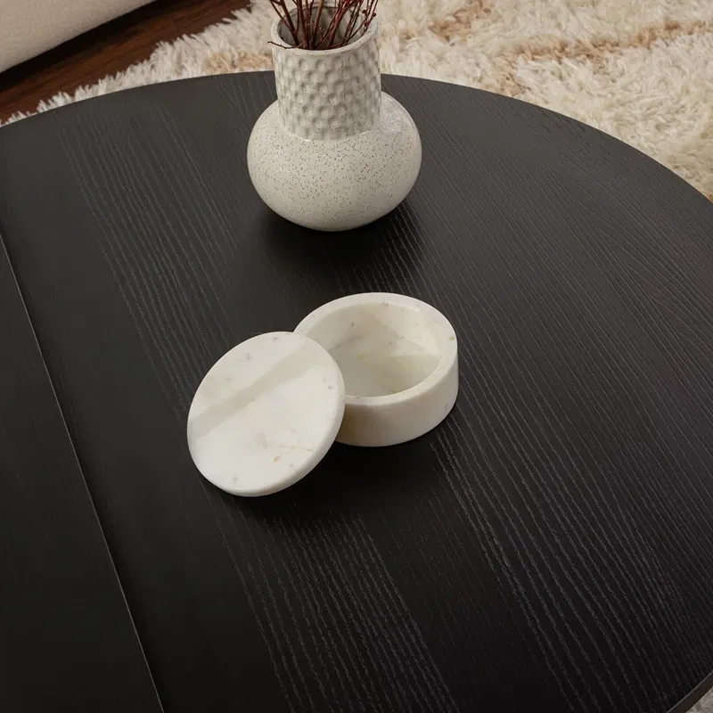 Masuta de cafea Orion negru lemn, design elegant, forma rotunda [5]