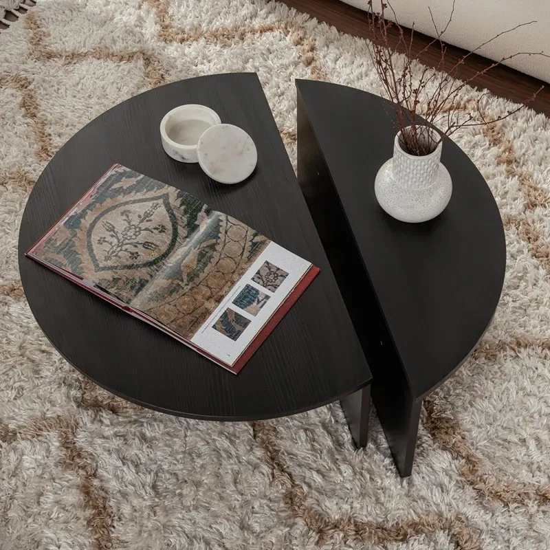 Masuta de cafea Orion negru lemn, design elegant, forma rotunda [3]