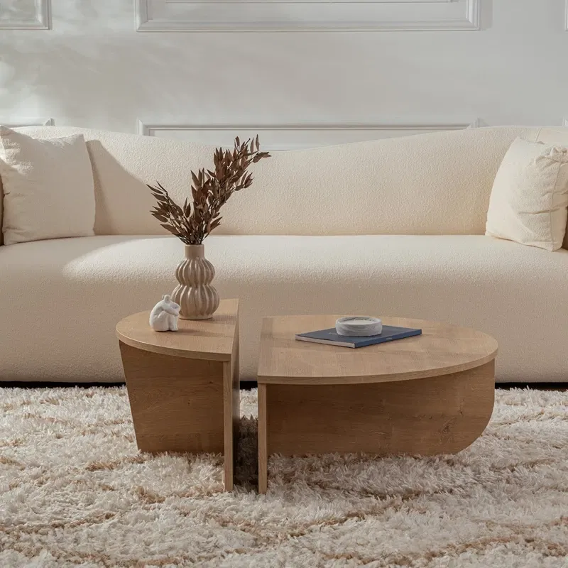 Masuta de cafea Orion stejar auriu, design modern, blat rotund [1]