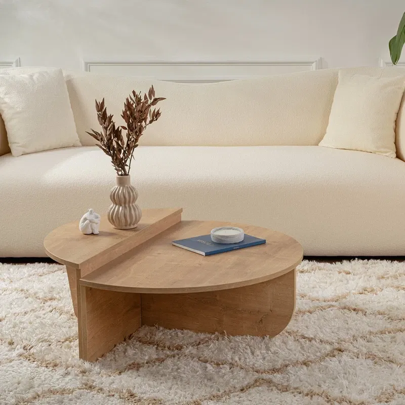 Masuta de cafea Orion stejar auriu, design modern, blat rotund [2]