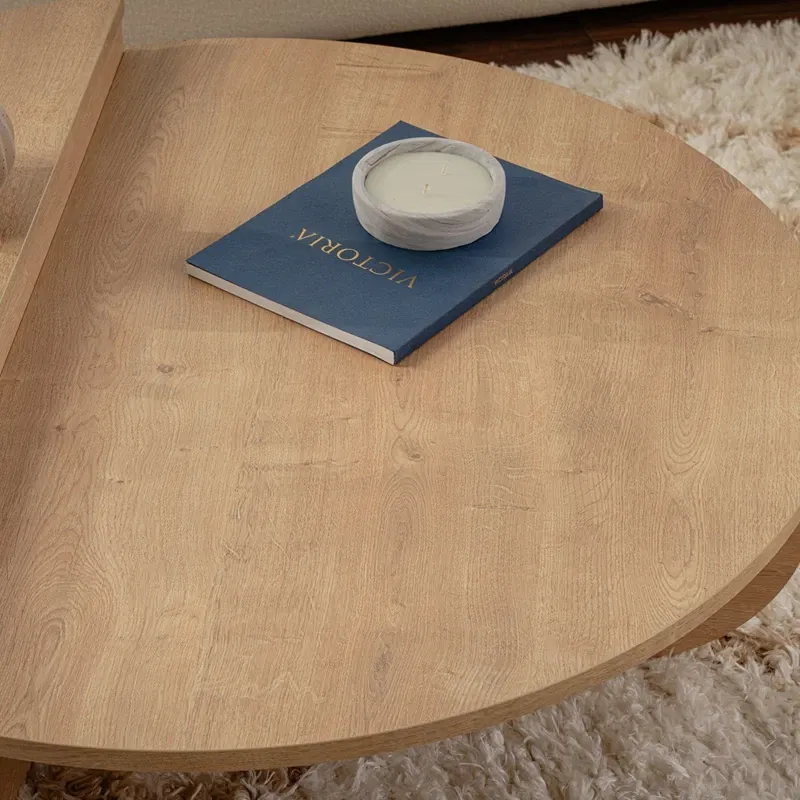 Masuta de cafea Orion stejar auriu, design modern, blat rotund [6]