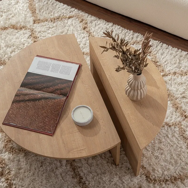 Masuta de cafea Orion stejar auriu, design modern, blat rotund [8]