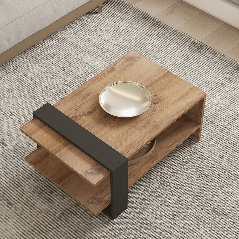 Masuta de cafea Ova, stejar si antracit, design modern, 80 cm [2]