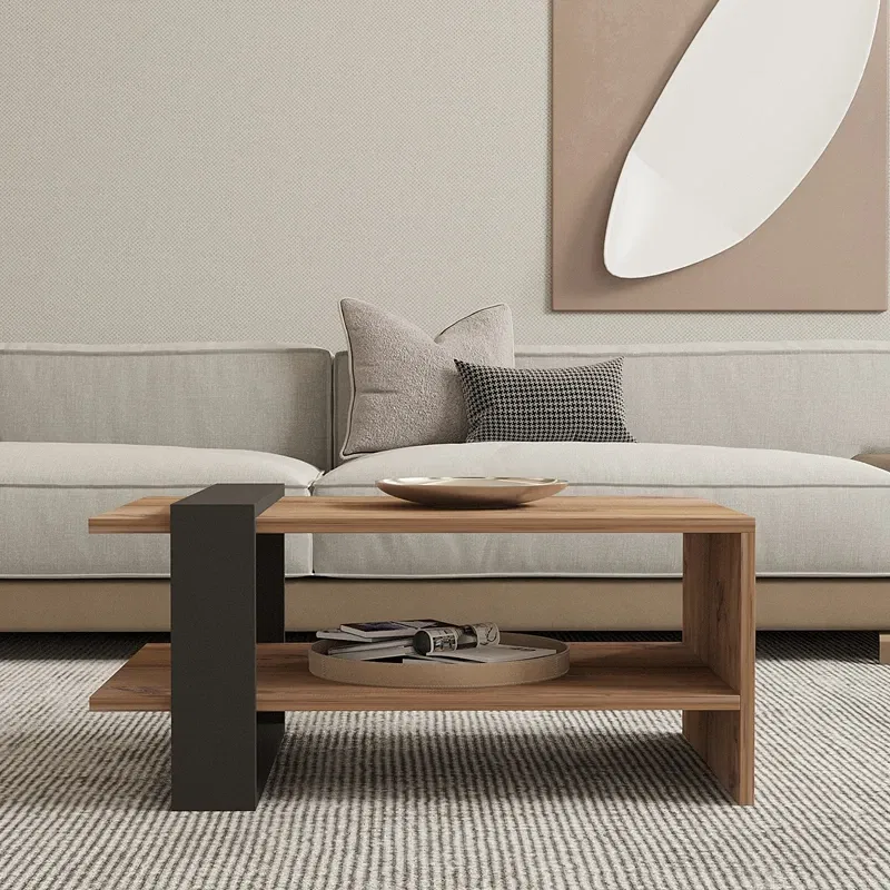 Masuta de cafea Ova, stejar si antracit, design modern, 80 cm [1]