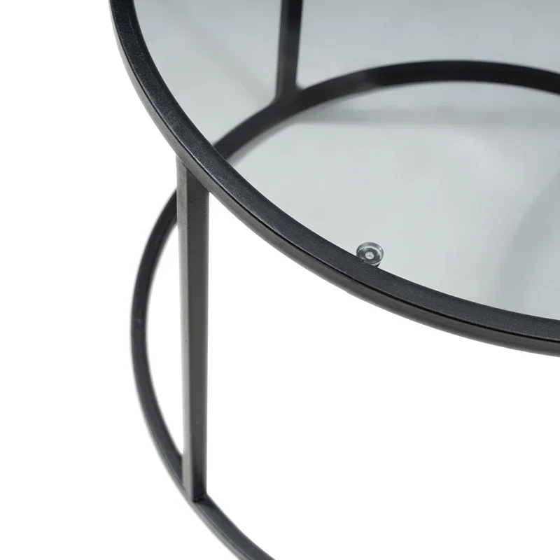 Masuta de cafea Startis neagra, design industrial, blat din sticla [4]