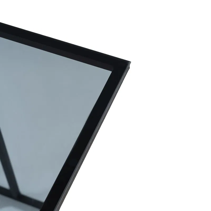 Masuta laterala Alaska neagra, stil minimalist, sticla fumurie [7]