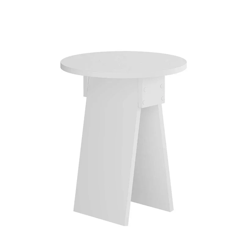 Masuta laterala Chen, alba, cu design minimalist, 42 cm [2]