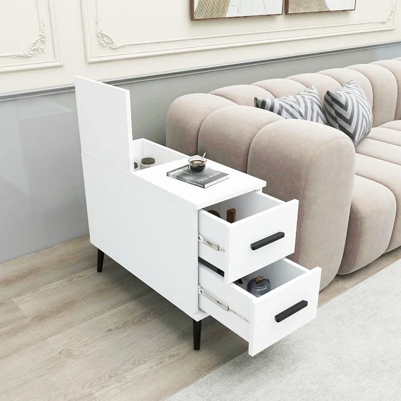 Masuta laterala Island Alba cu doua sertare si stil minimalist [5]