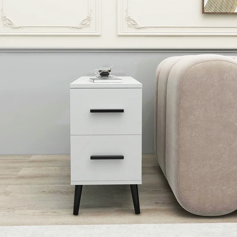 Masuta laterala Island Alba cu doua sertare si stil minimalist [1]