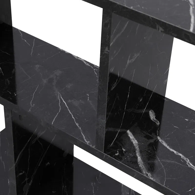 Masuta laterala Life Negru Marmura cu rafturi si design modern [7]