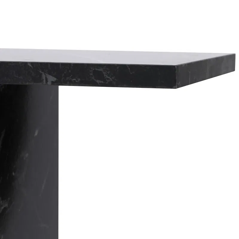 Masuta laterala Life Negru Marmura cu rafturi si design modern [6]