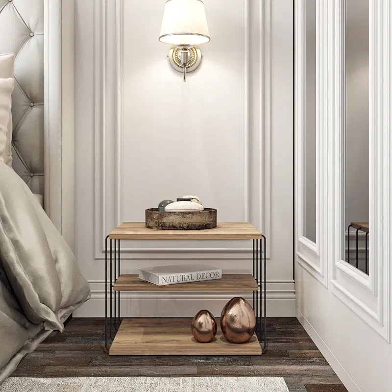 Masuta laterala Lifon pin atlantic, negru, cu design modern si structura metalica [2]