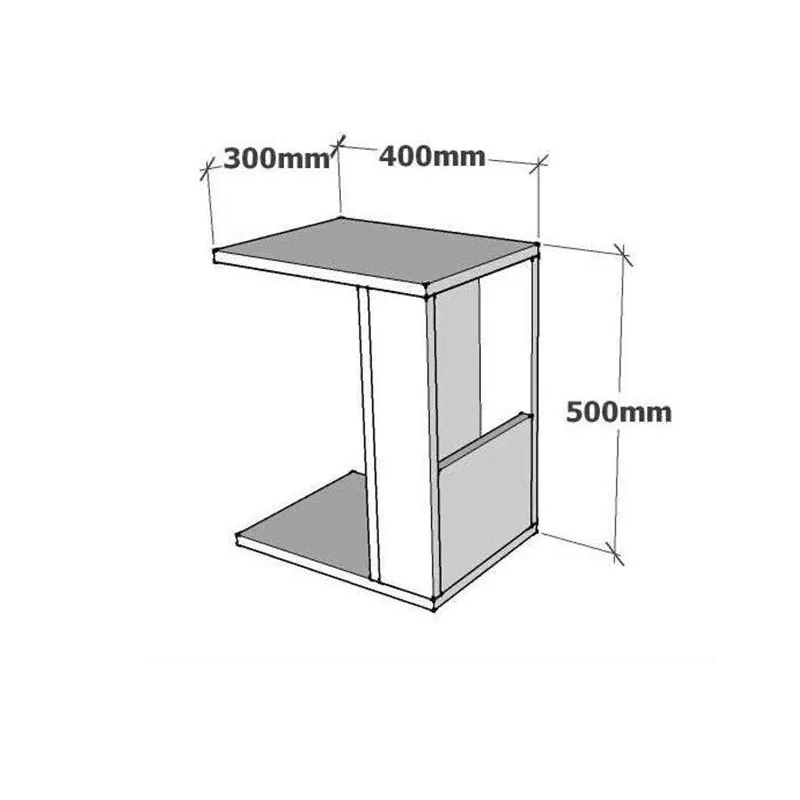 Masuta laterala Star, alba, design compact, spatiu reviste, 30 cm [4]