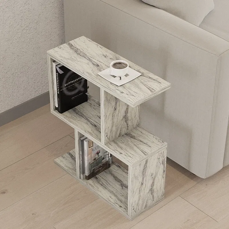 Masuta laterala Zet, design modern, finisaj marmura freesia, multifunctionala, 45 cm [2]