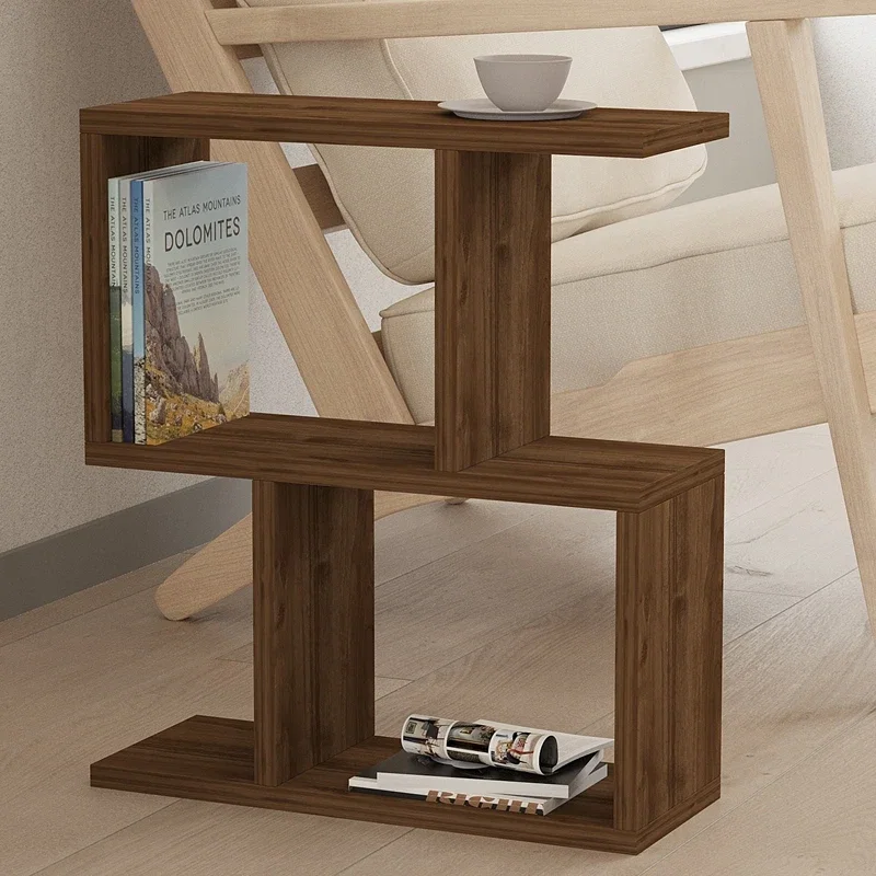 Masuta laterala Zet, nuc, rafturi multiple, design modern, 45 cm [2]