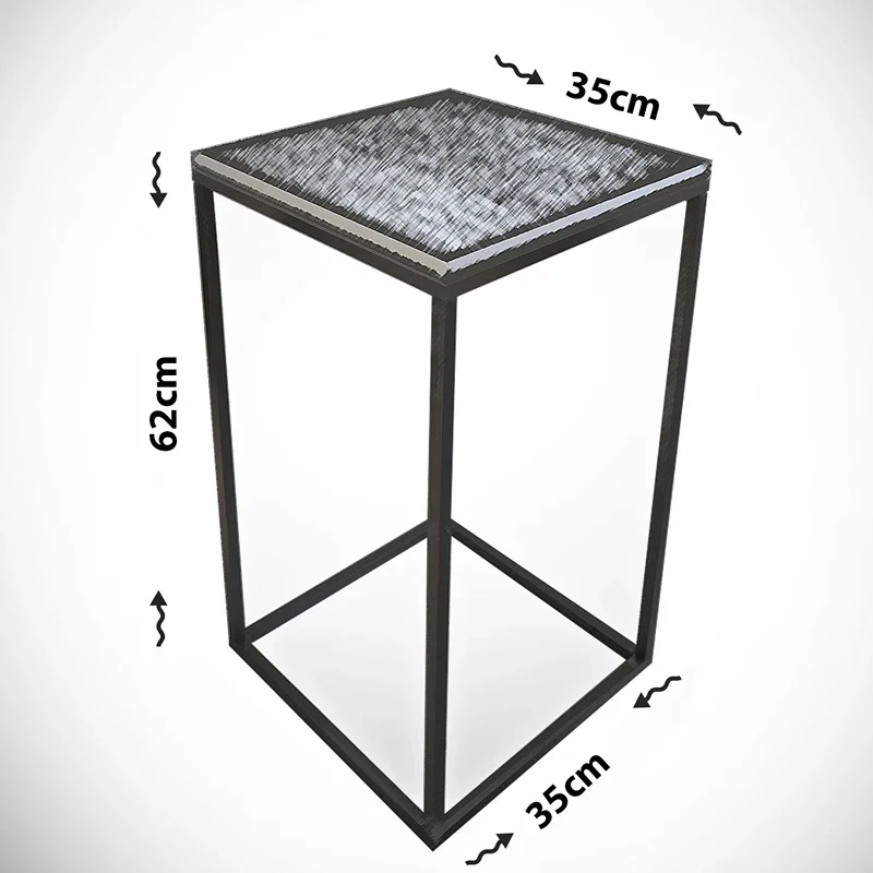 Masuta Pure, negru-alb, 35 cm, design modern, picioare metalice [5]
