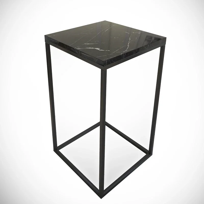 Masuta Pure, negru-alb, 35 cm, design modern, picioare metalice [6]
