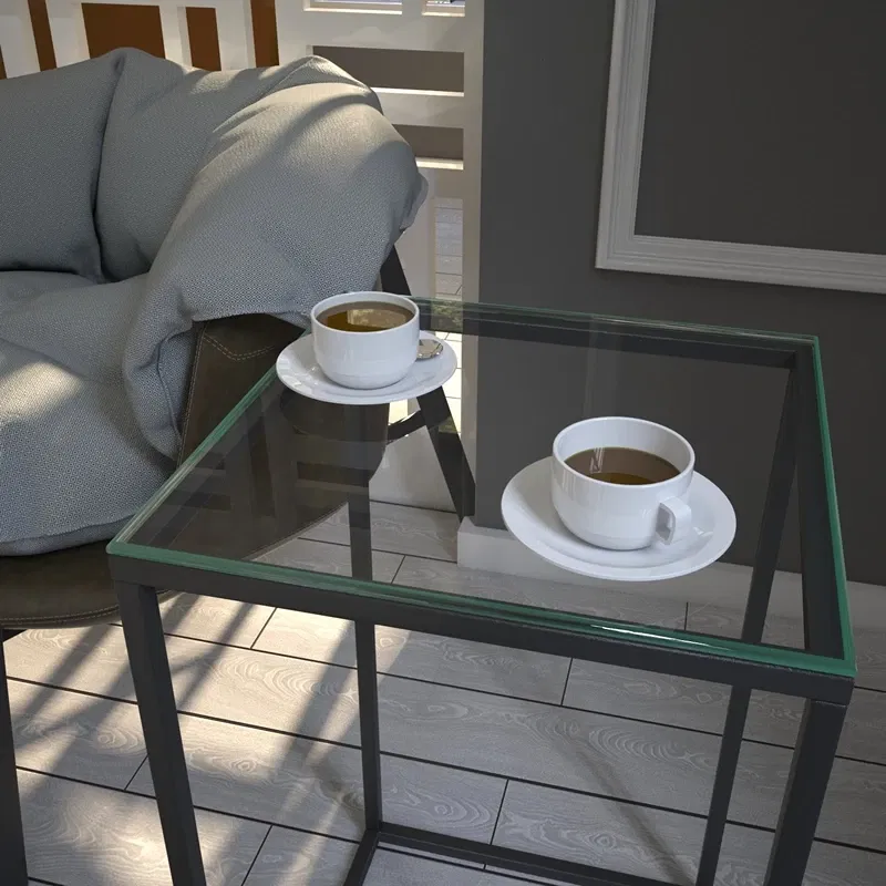 Masuta Pure, sticla si antracit, 35 cm, picioare metalice robuste [3]