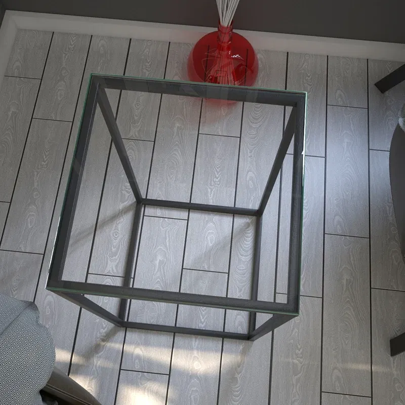 Masuta Pure, sticla si antracit, 35 cm, picioare metalice robuste [2]