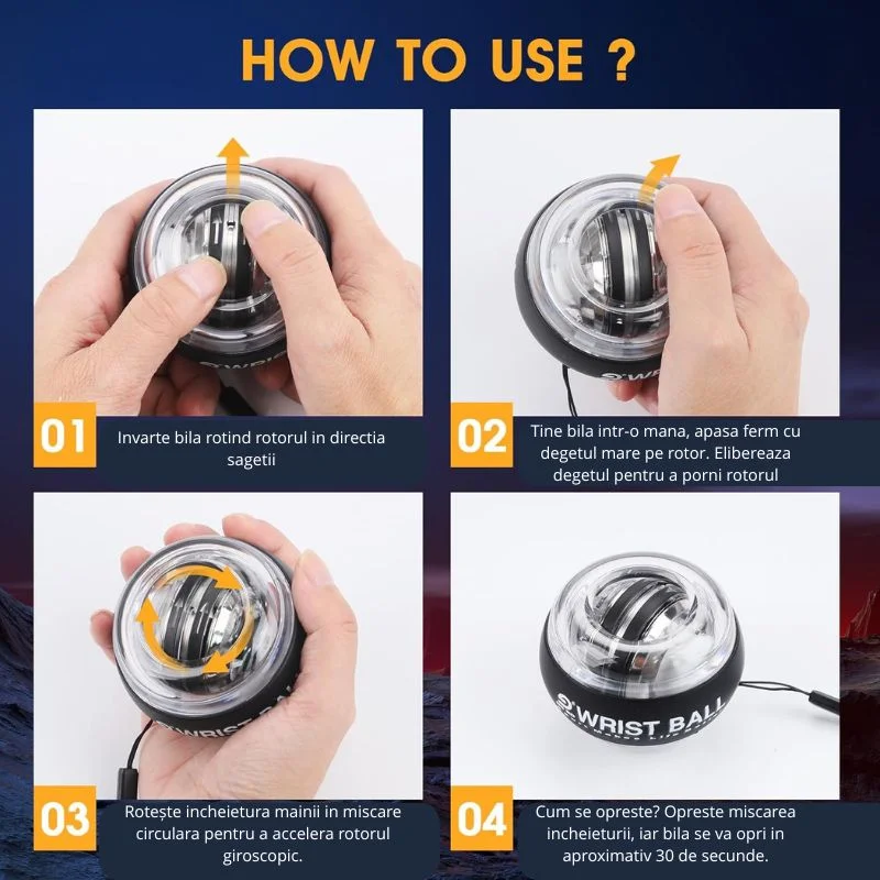 Minge giroscopica pentru antrenarea incheieturii, cu iluminare RGB [8]